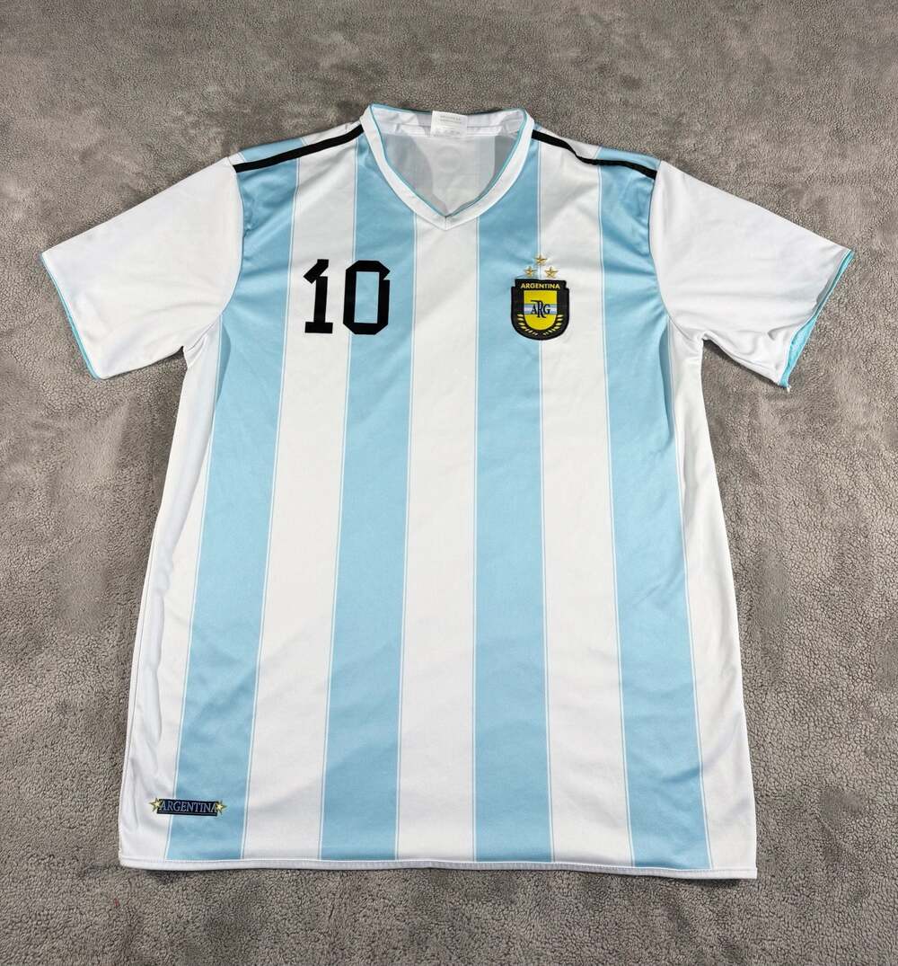 World Sport Argentina Messi #10 Soccer Jersey XXL